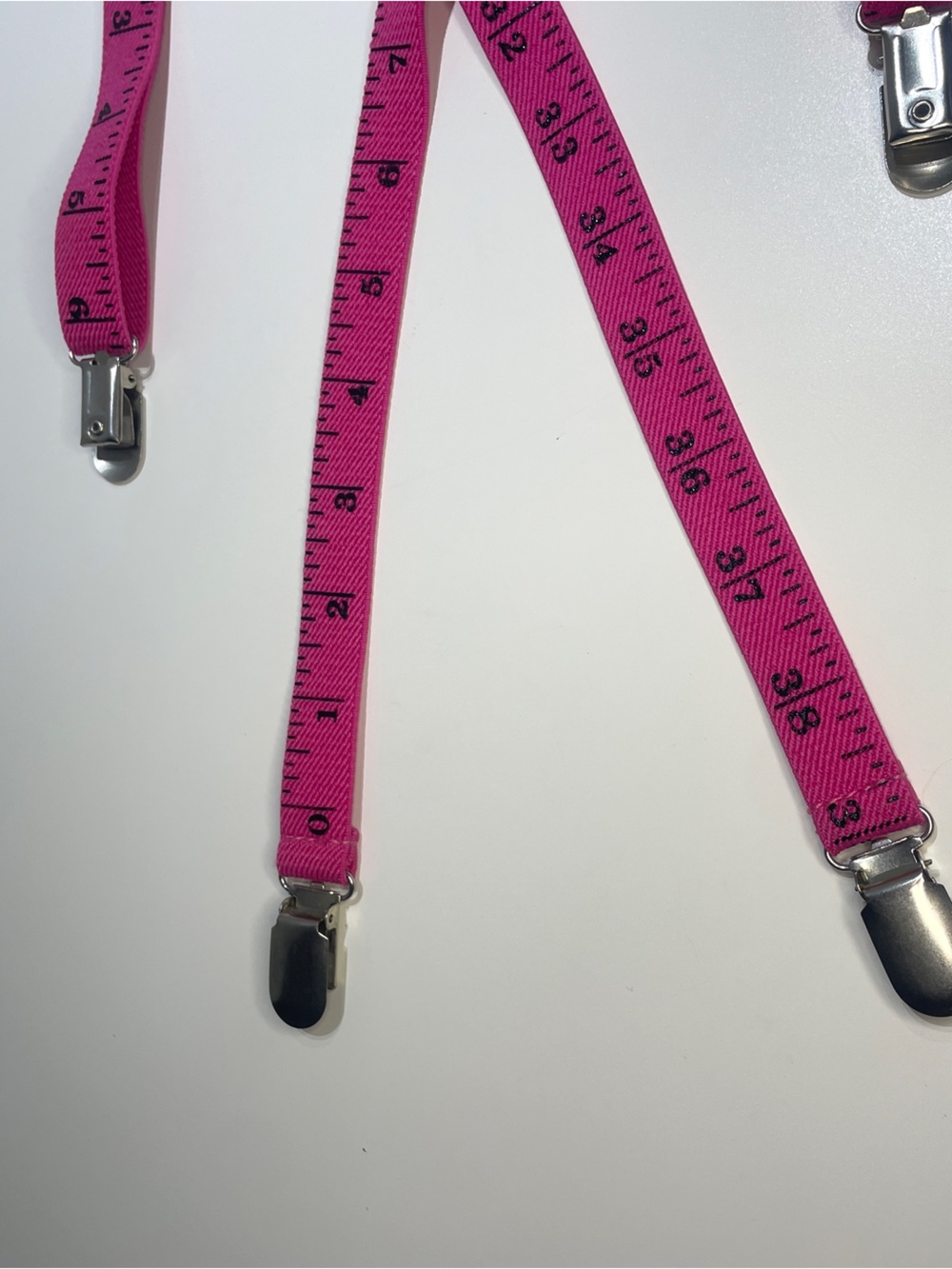 Hot Pink tape measure suspenders Fashion designer,sewing Machine girly - Picture 3 of 5